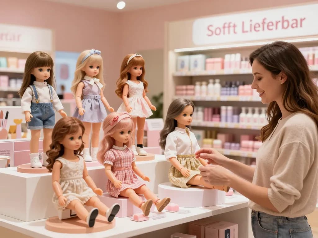 Eine vielfältige Auswahl an Sexpuppen, die als sofort lieferbar gekennzeichnet sind, in einem modernen Showroom präsentiert, um das Einkaufserlebnis zu verbessern.