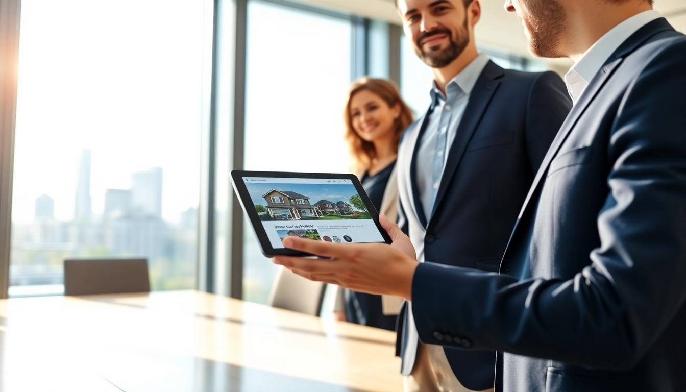 Immobilienmakler Frankfurt Preungesheim zeigt digital präsentiertes Angebot in modernem Büro.