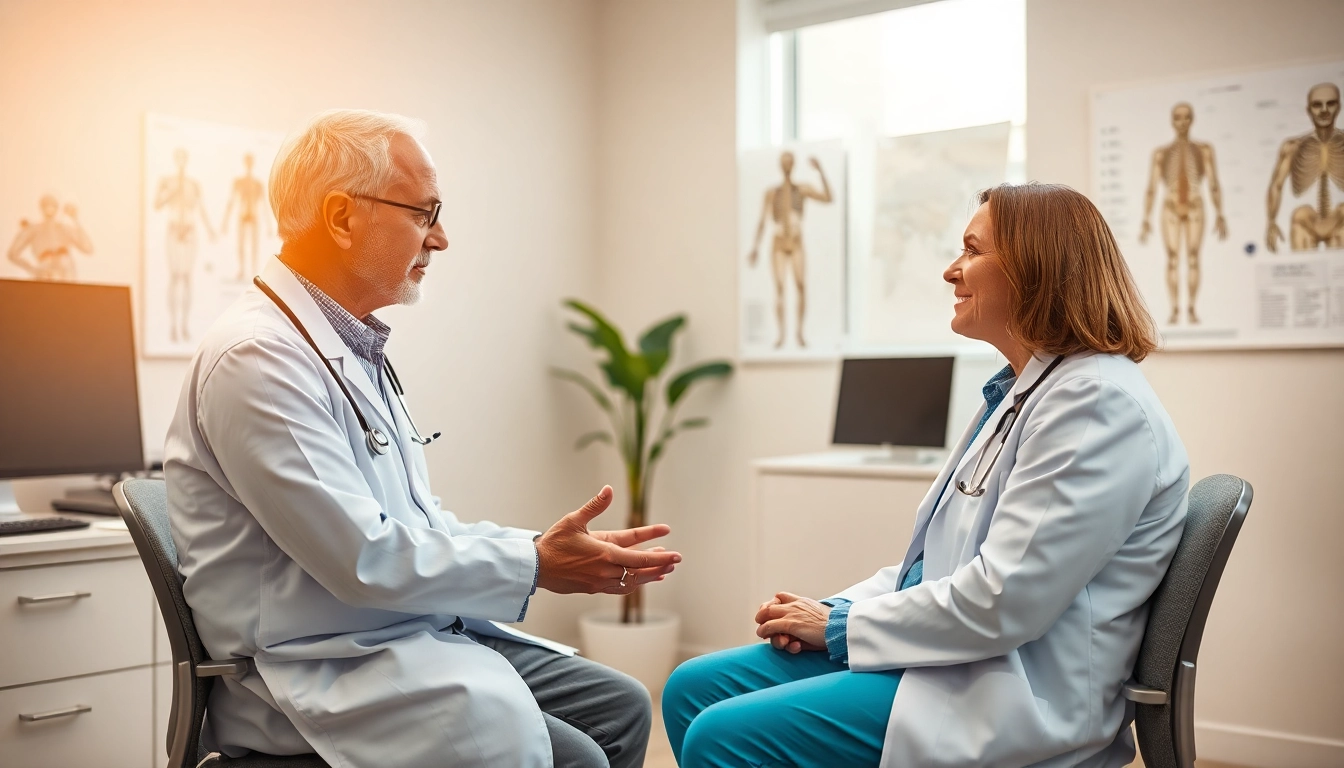 Driada medical consultation between doctor and patient in a supportive environment.