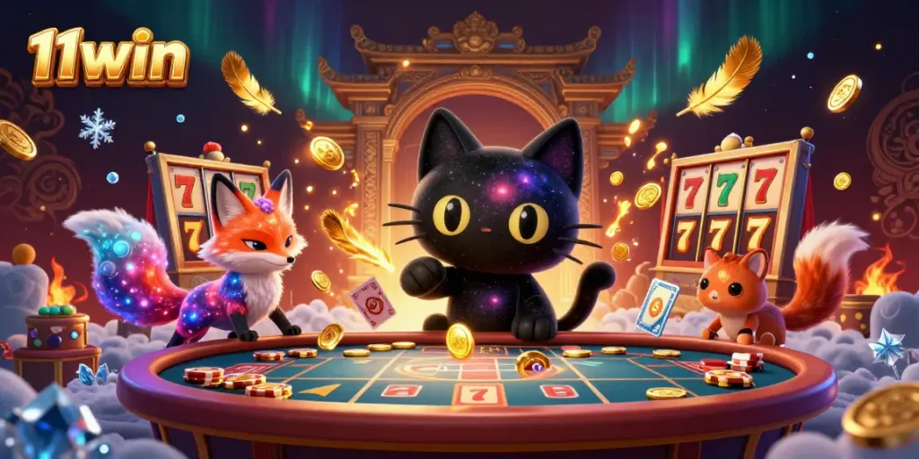 Experience the thrill of 11win with dynamic casino gaming elements featuring a cosmic theme.