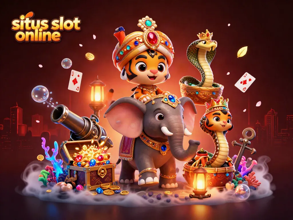 Experience thrilling gameplay at situs slot online with a dynamic 3D cartoon scene featuring vibrant characters and game elements.