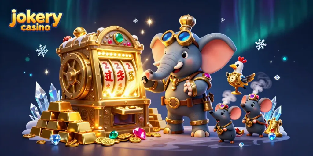 Spin the reels at jokery casino with steampunk characters and golden treasures overflowing.