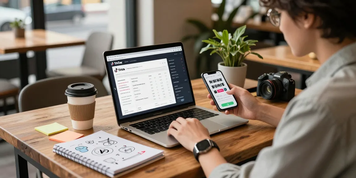 Marketer, TikTok Likes kaufen und Social Media Strategie im Café analysieren
