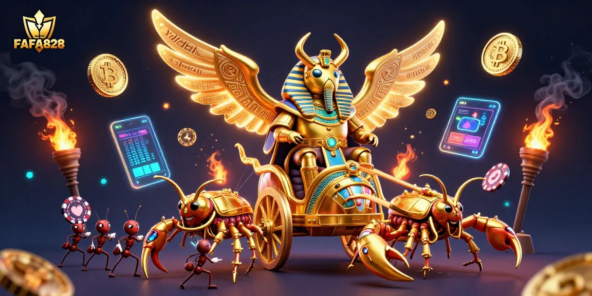 Engage with FAFA828 in a dynamic 3D casino scene full of vibrant characters and gaming elements.