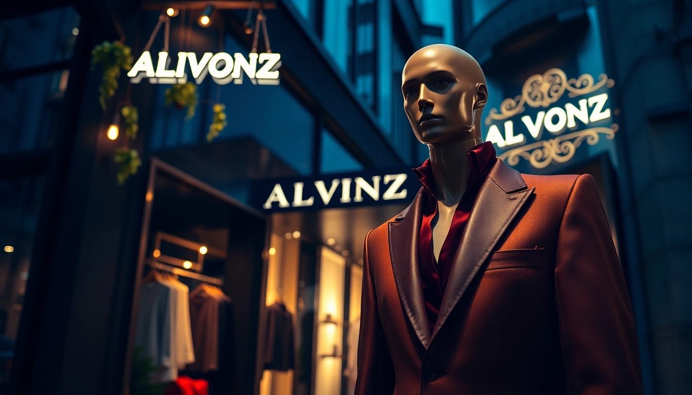 Experience luxury fashion at Alvionz with a stunning storefront and elegant apparel display.