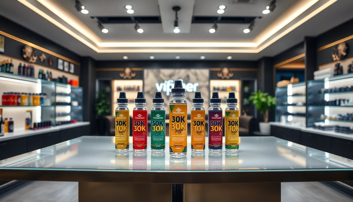 Al Fakher 30K Hypermax Aromen in einem modernen Vape-Shop-Display zeigen.