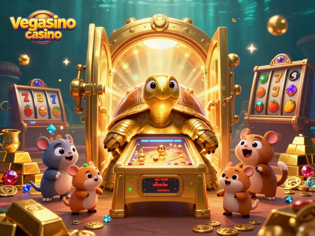 Experience the excitement of vegasino casino with a vibrant 3D illustration of a gaming extravaganza.