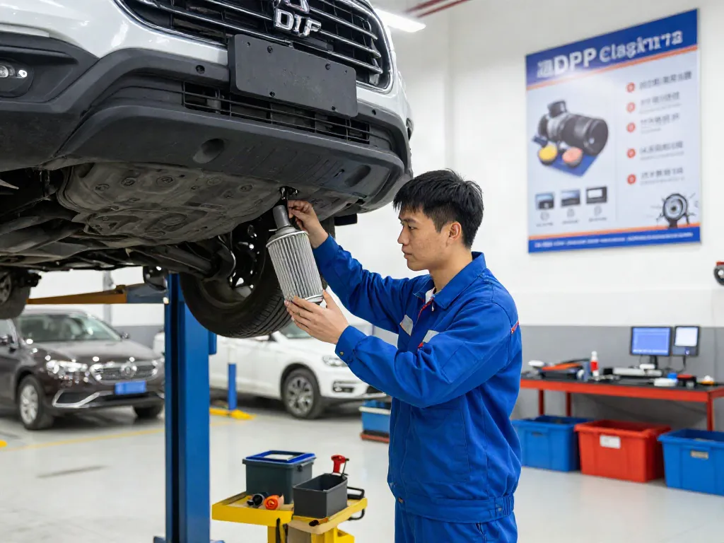 Mechaniker bei der DPF Reinigung Hannover in einer Werkstatt