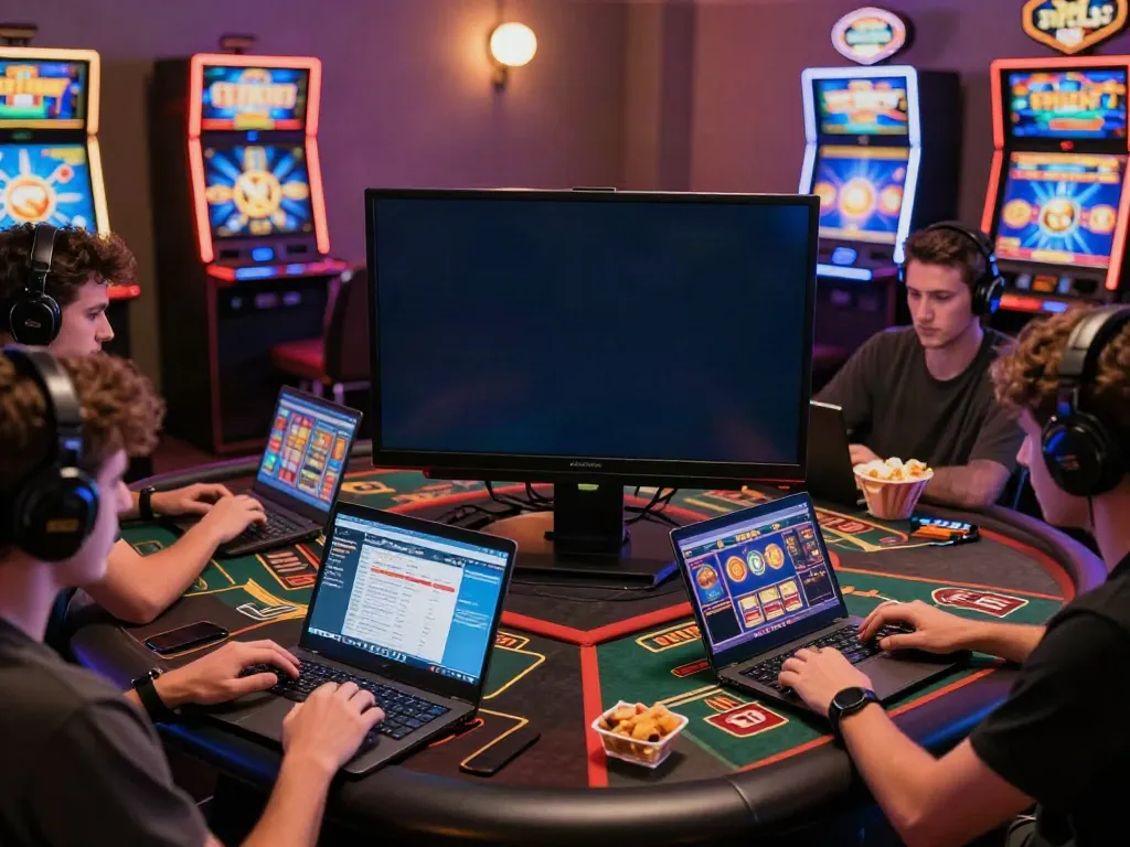 Engaged players enjoying Xo88 online gaming experience with vibrant casino visuals.