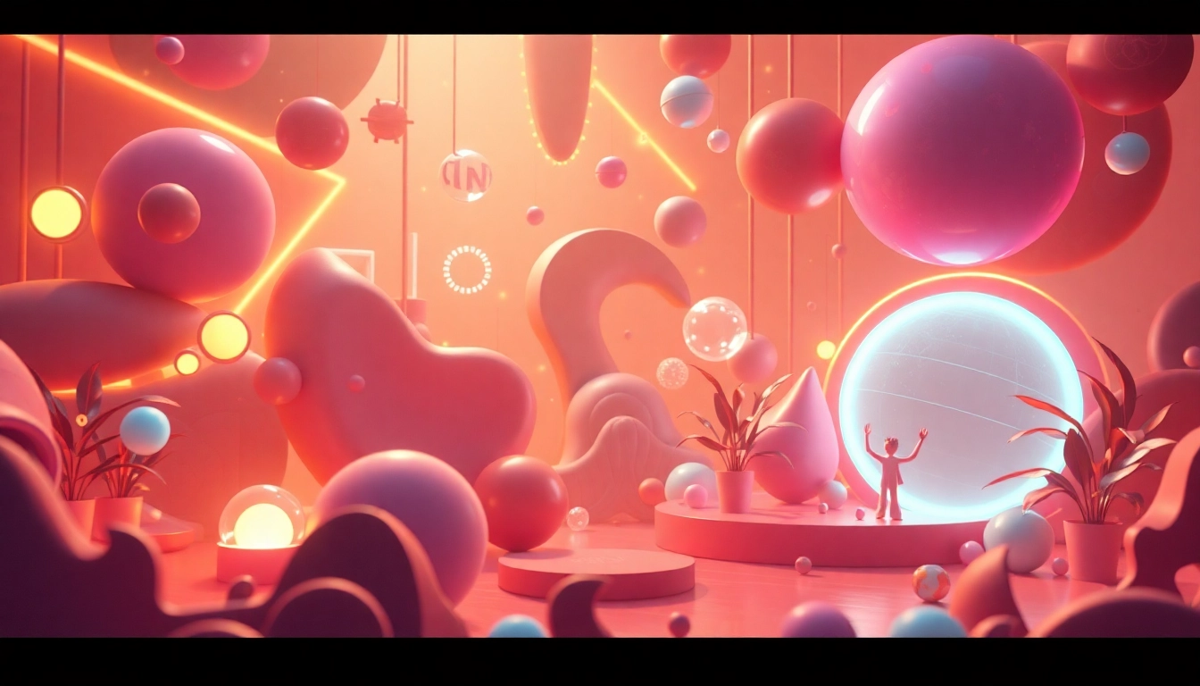 Bewege 3D Animation durch eine fesselnde und stilvolle Darstellung in einem lebendigen, komplexen Raum.