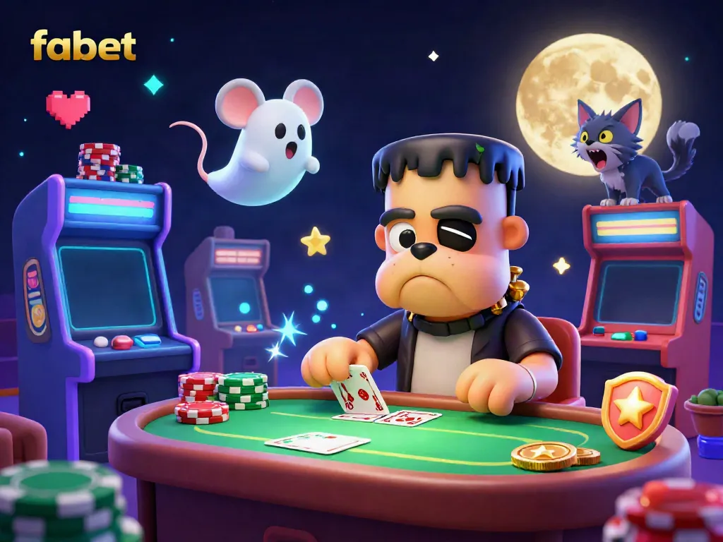 Experience gaming action at fabet with a vibrant 3D cartoon casino scene featuring unique animated characters.