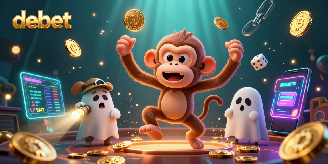 Engage with debet's thrilling haunted casino scene featuring playful ghostly characters.