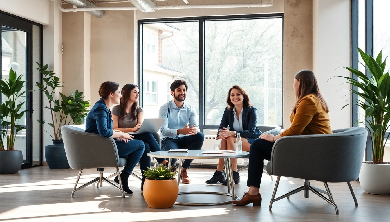 Interaktive Personalvermittlung in einem modernen Büro, das Vertrauen und Zusammenarbeit fördert.