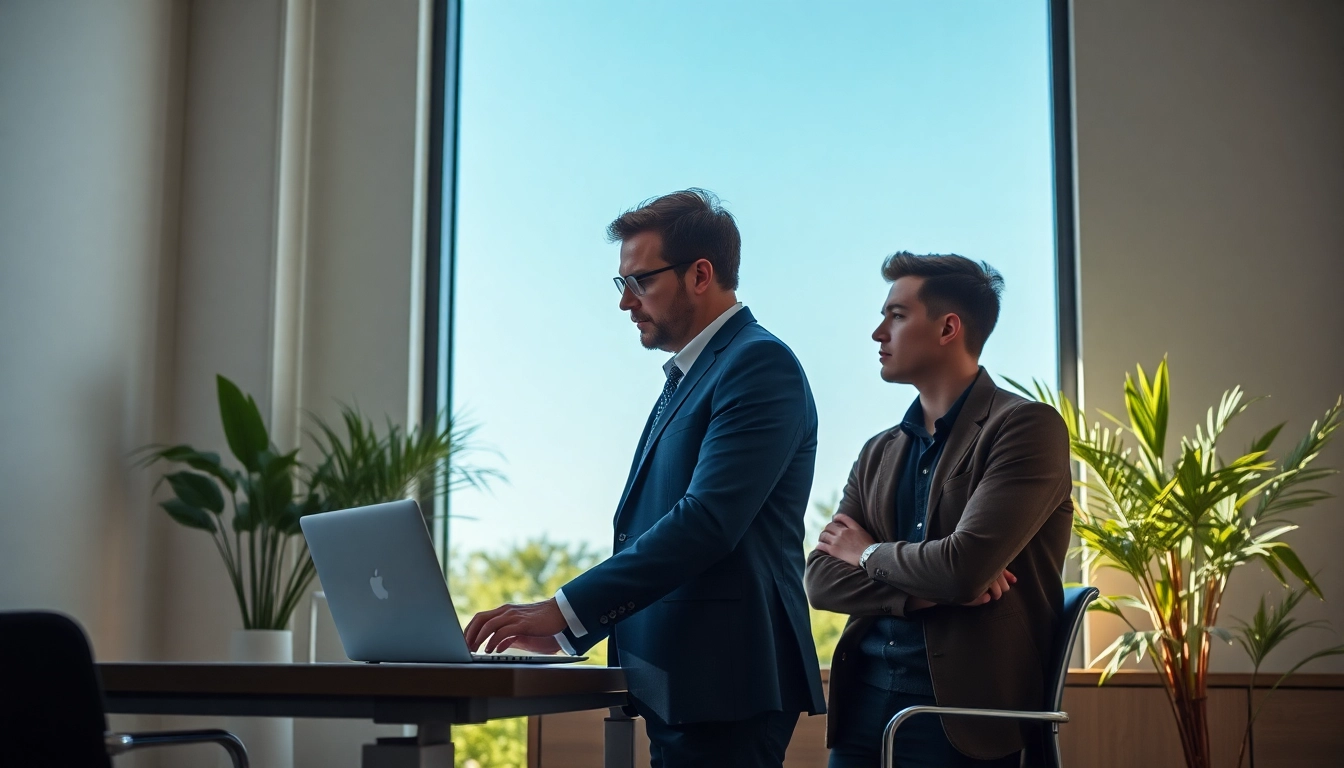 Headhunter Mönchengladbach berät einen jungen Klienten in einem modernen Büro.