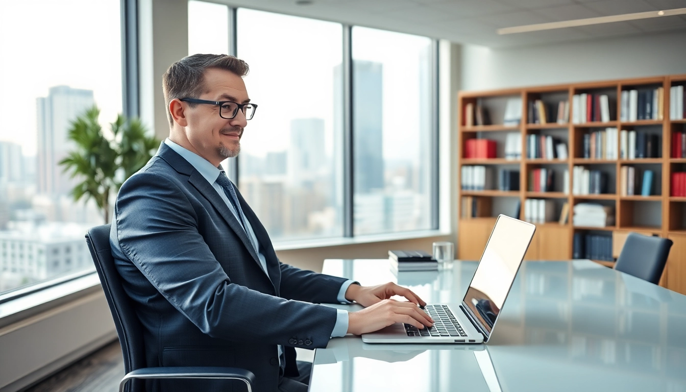 Headhunter in einem modernen Büro bei einem Videoanruf mit einem Kandidaten.