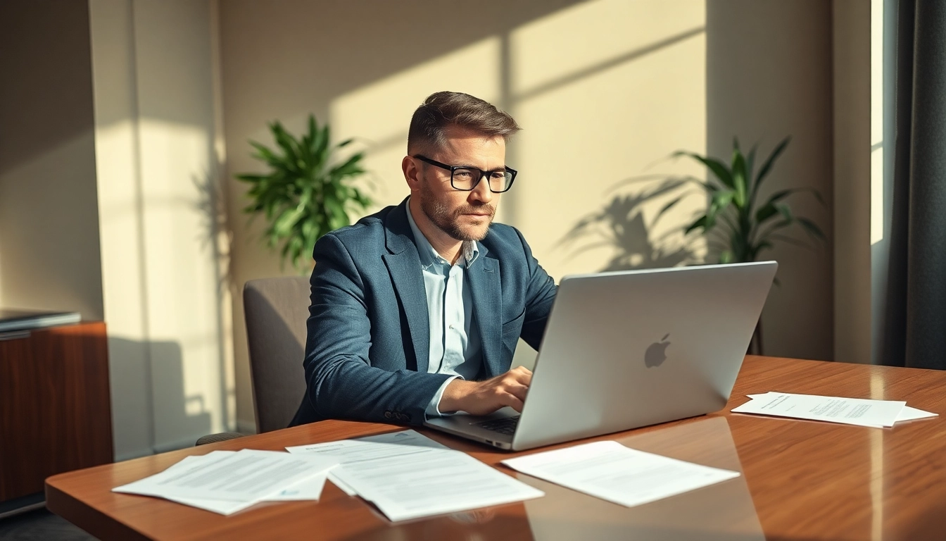 Headhunter Kiel berät professionell Klienten am Schreibtisch.
