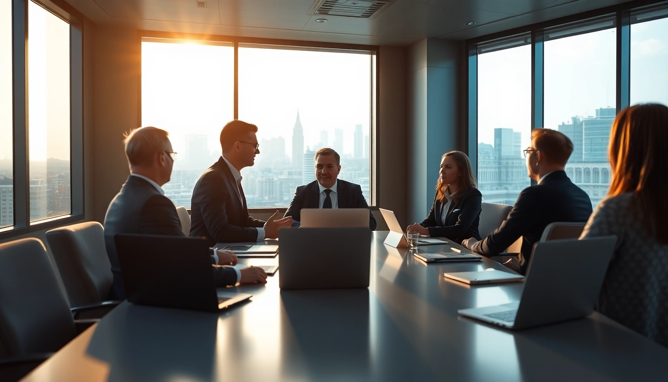 Headhunter Geschäftsführer führt ein Geschäftsgespräch im modernen Konferenzraum.