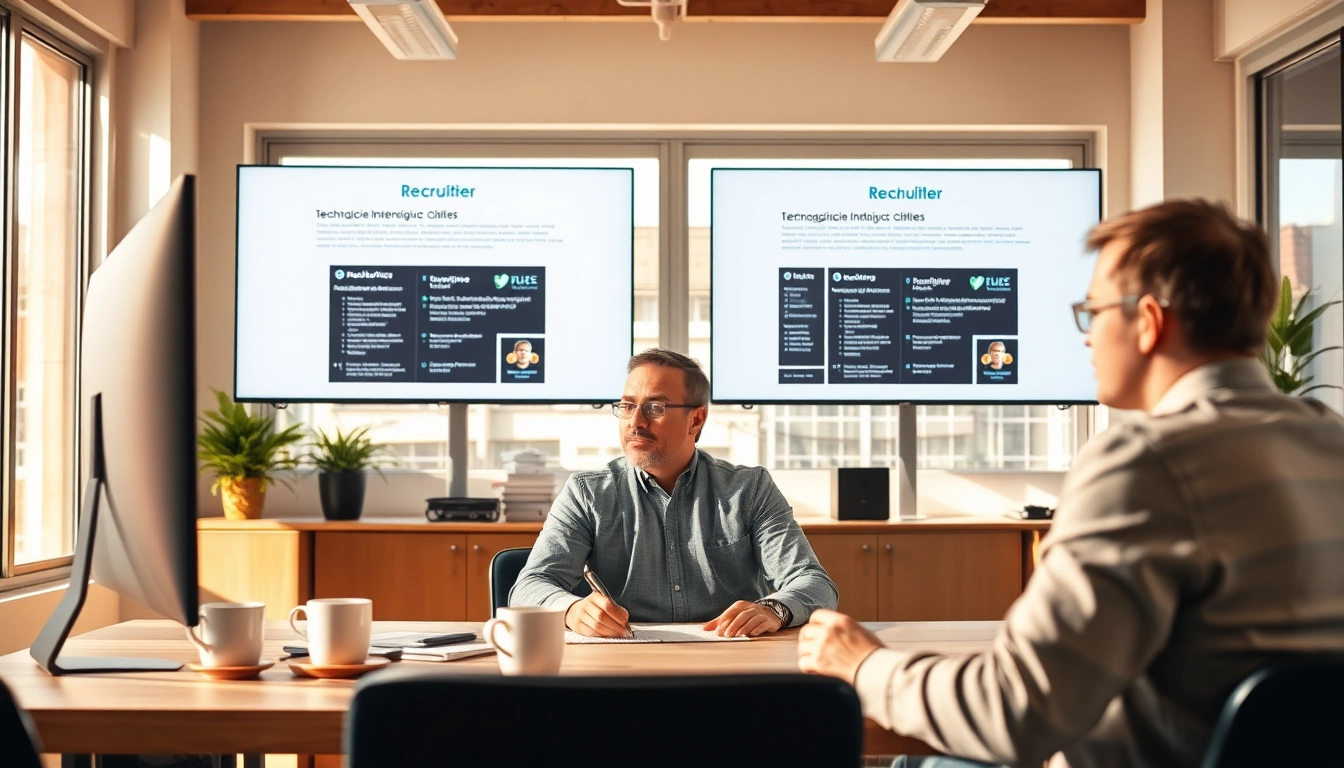 Headhunter IT berät qualifizierten Kandidaten in einem modernen Büro.