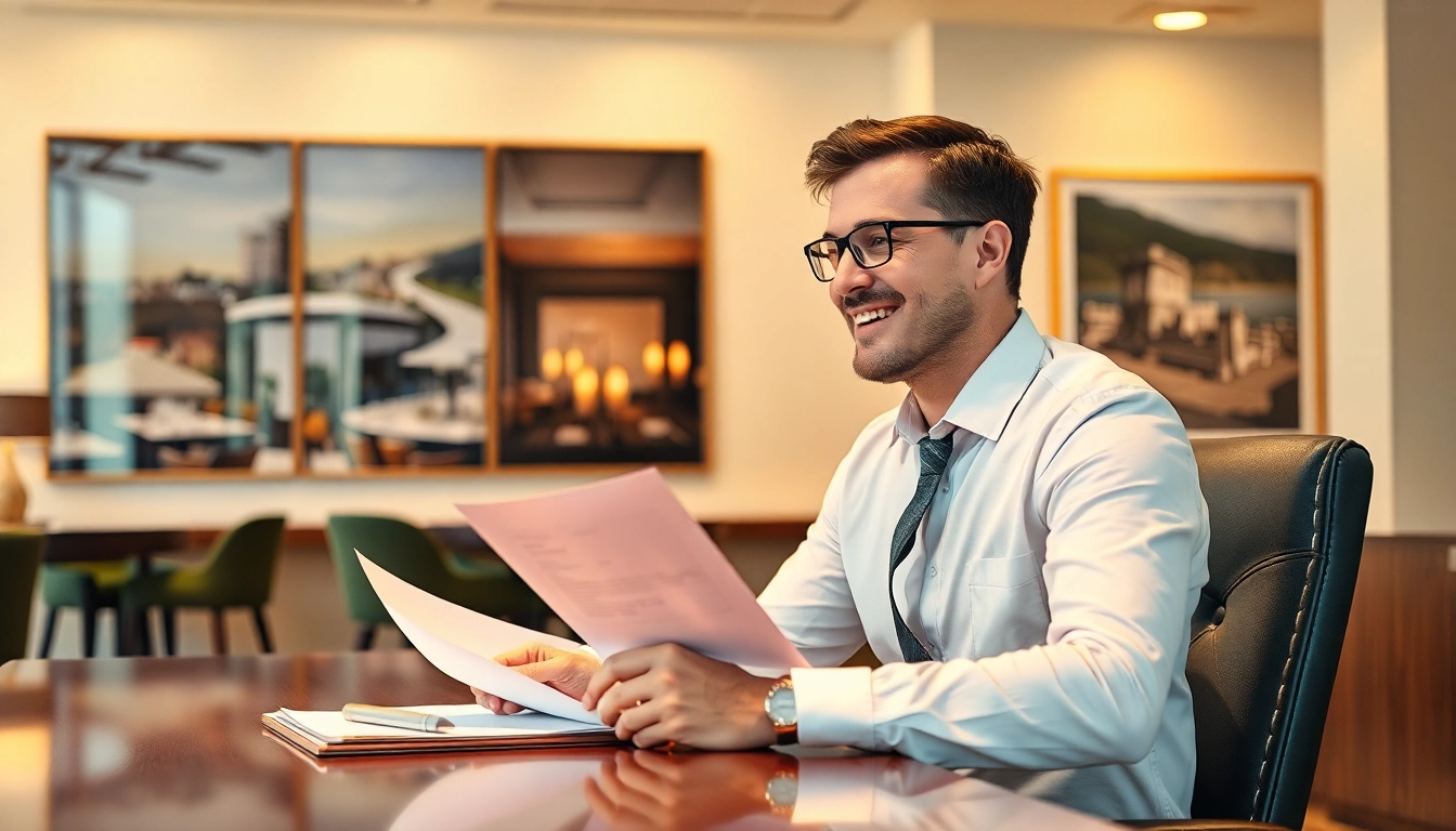Headhunter Gastronomie analysiert Lebenslauf in einem eleganten Büro.