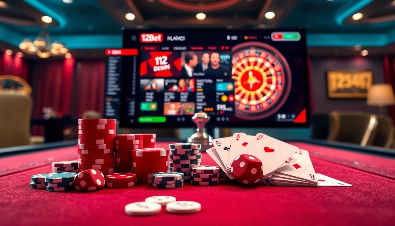 Engage with thrilling gaming options at link 12bet, showcasing casino tables and vibrant betting visuals.