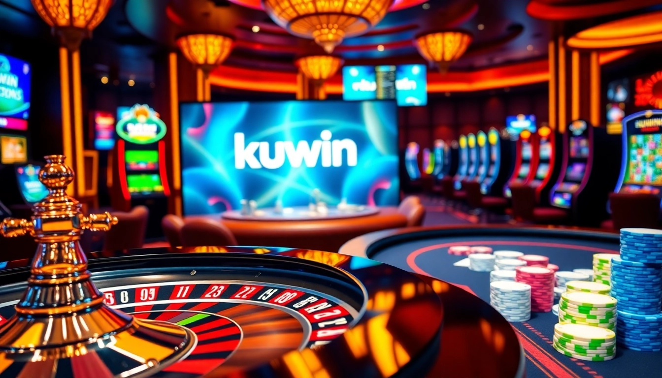 kuwin players betting at a luxurious poker table with vibrant chips and cards