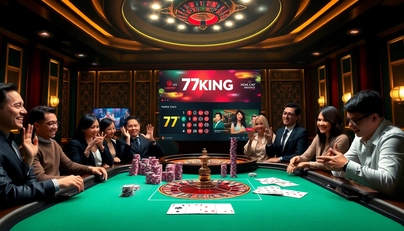 Exciting poker action at Nhà cái 79KING casino with vibrant chips and cards.