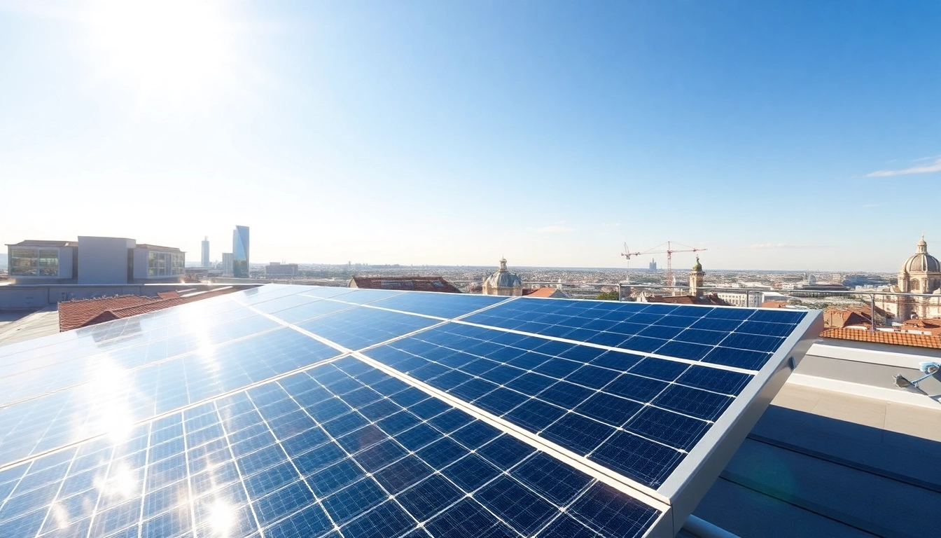 Fördern Sie Solar Wien mit modernen Solarpanels auf einem Wiener Dach.