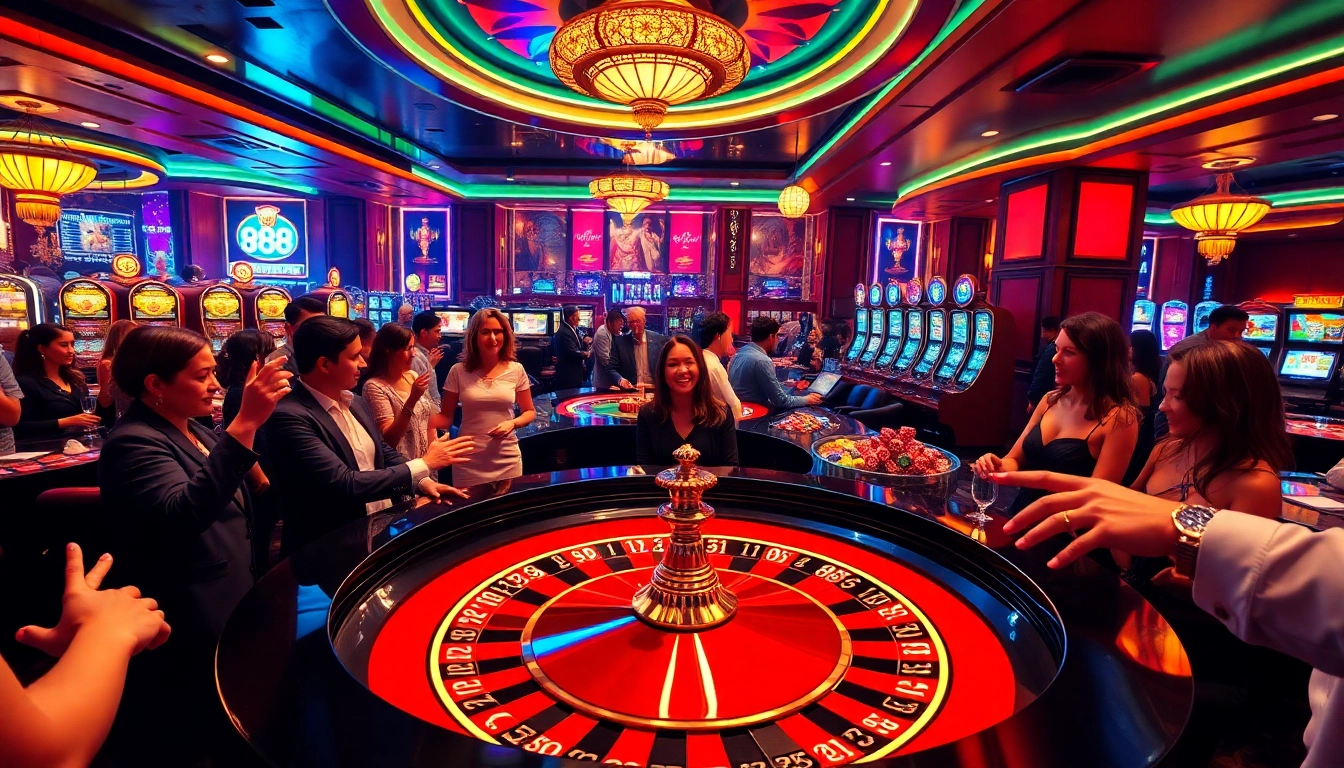 Tổng hợp 888new highlights a thrilling casino atmosphere with roulette and enthusiastic players.