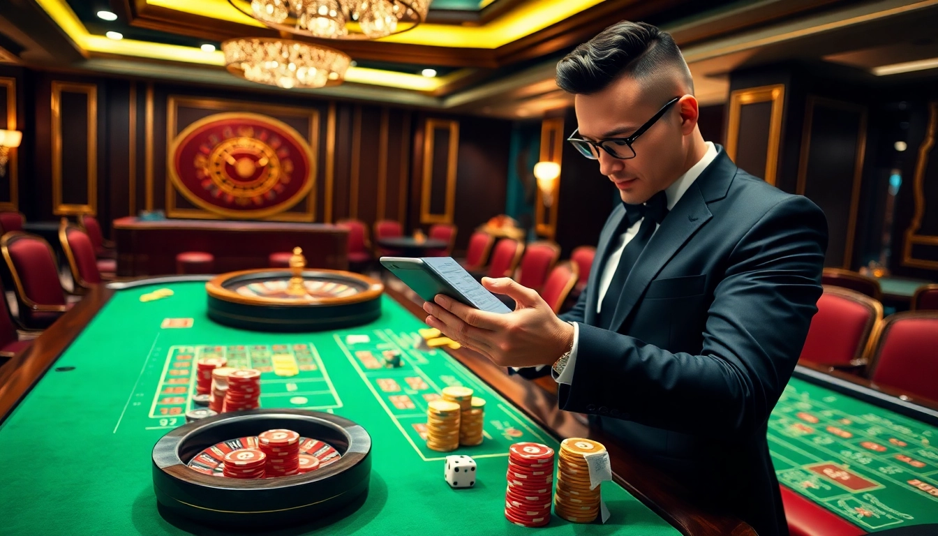 Expertly analyzing game odds, understanding giải mã kèo nhà cái among casino excitement and betting slips.