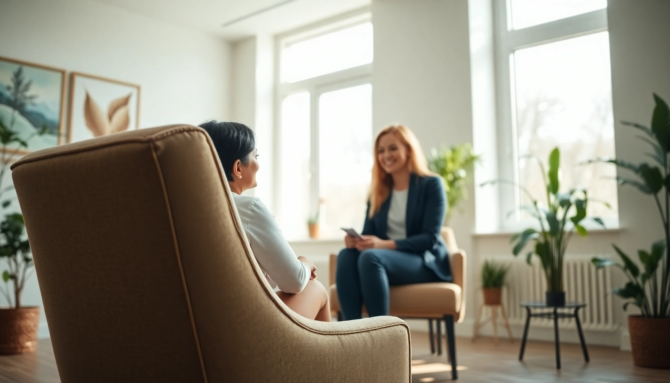 Enhancing emotional wellbeing through a supportive therapy session in a calming environment.