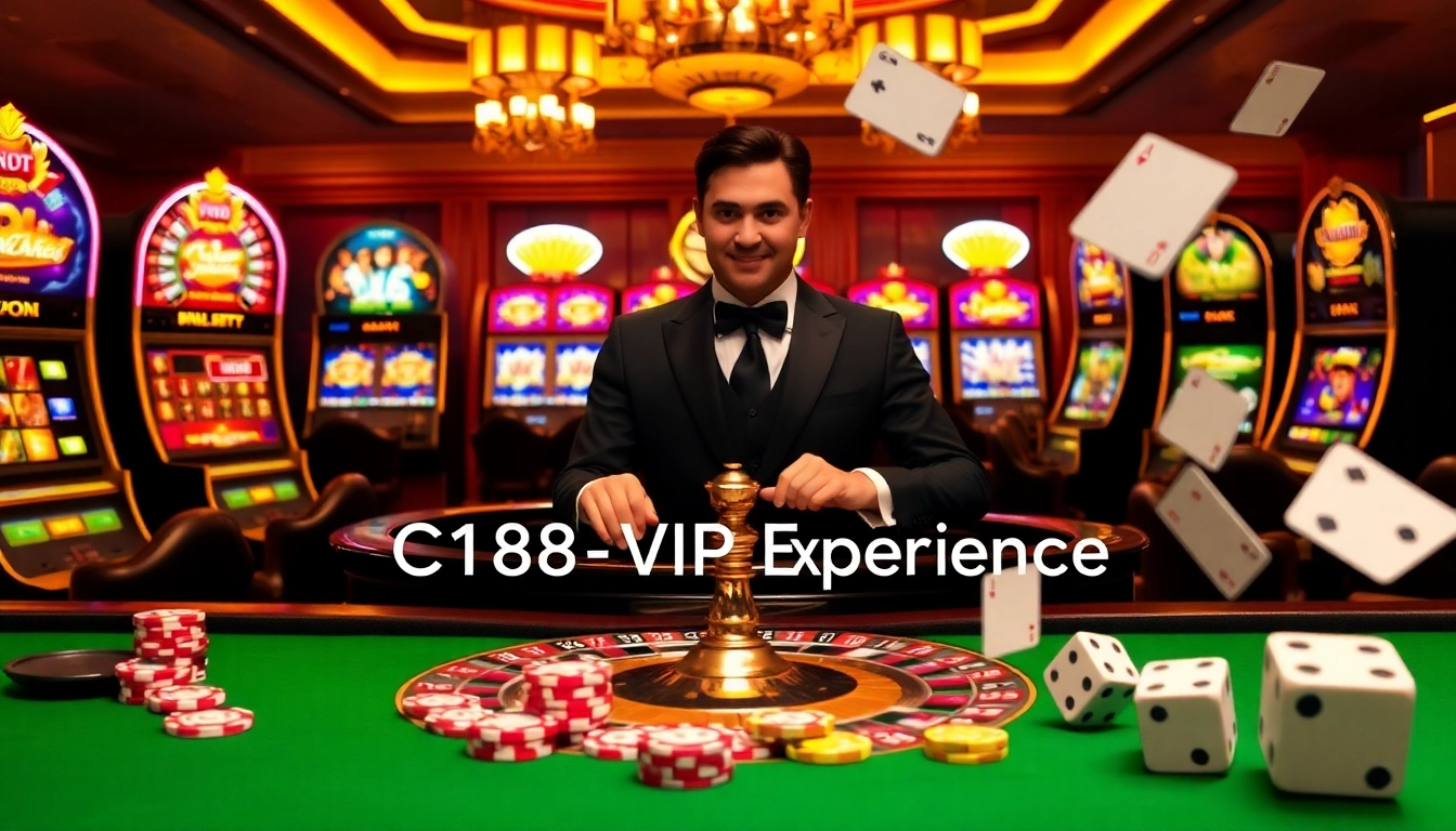 High-energy casino scene showcasing c168 vip experience with roulette, slots, and poker excitement.