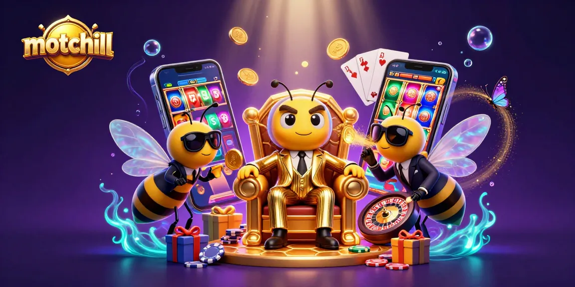 Experience the thrill of motchill's online gaming with a vibrant 3D casino scene featuring exciting game elements.