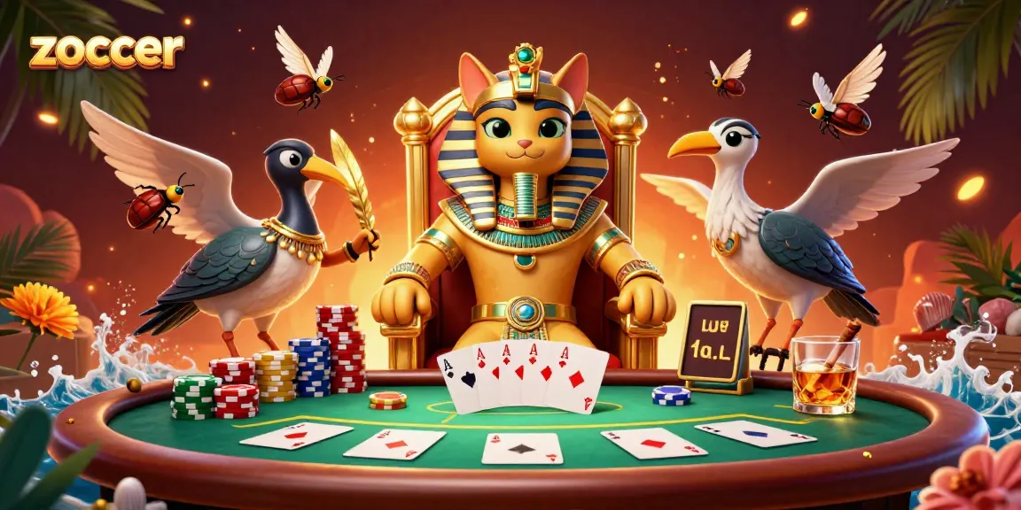 Experience thrilling poker action at Zoccer, with vibrant casino elements and rich details.