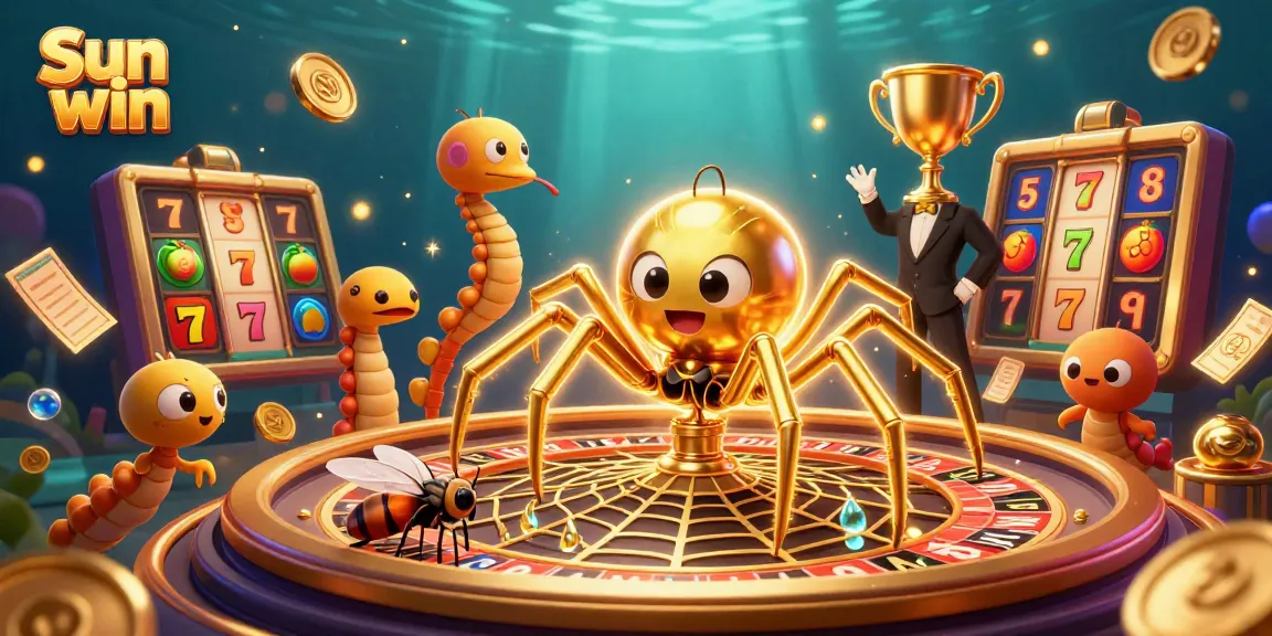 Experience exciting slot action at Sun win featuring golden spider and vibrant elements.