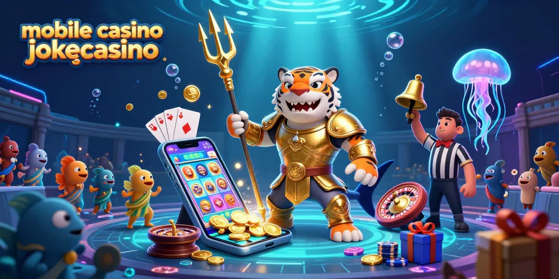 Engage in thrilling action at a mobile casino jokacasino with a vibrant scene featuring an armored tiger shark and exciting game elements.